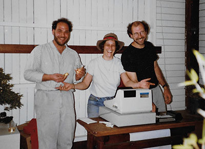 Grand Opening Day of Bonsai West's nursery in Littleton, MA, with Dan Viele and Sonia Valianos, 1989